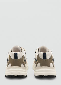 Lace-up mixed sneakers — Khaki 4