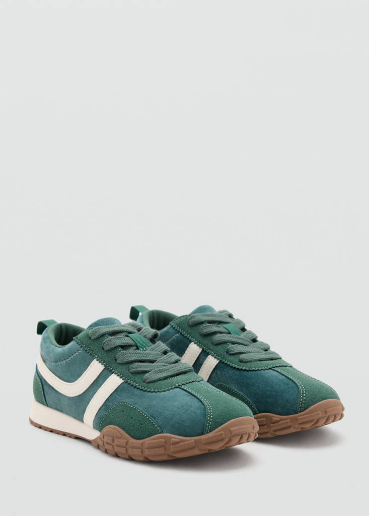 Lace-up mixed sneakers — Dark Green