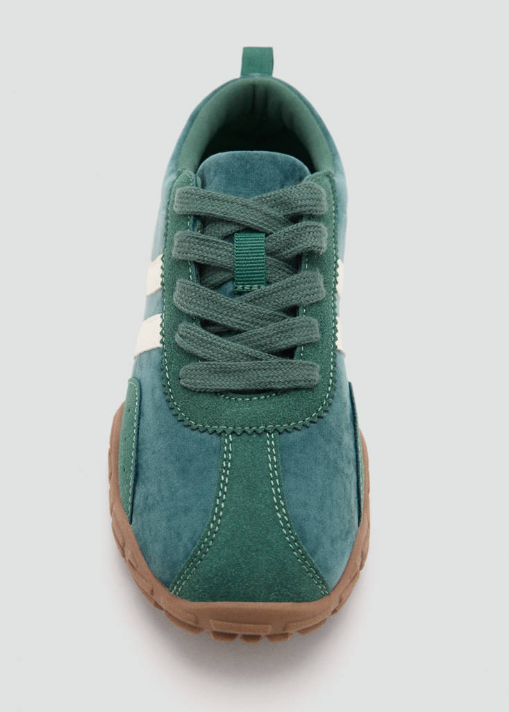 Lace-up mixed sneakers — Dark Green