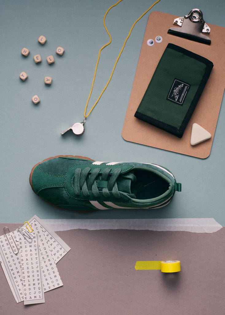 Lace-up mixed sneakers — Dark Green