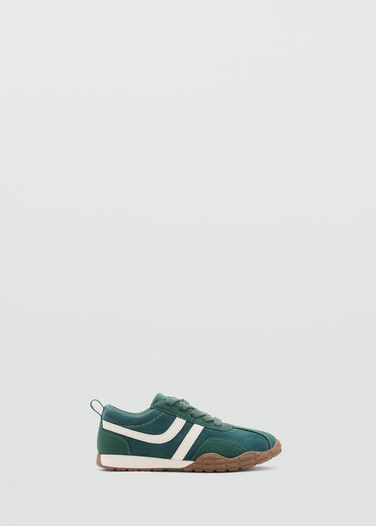 Mango Kids' Tennis Combinées À Lacets In Vert Foncé