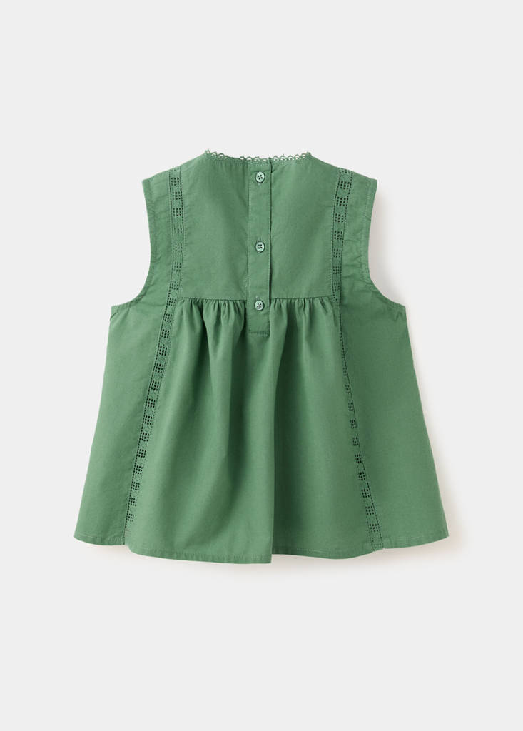 Gathered details cotton blouse — Green