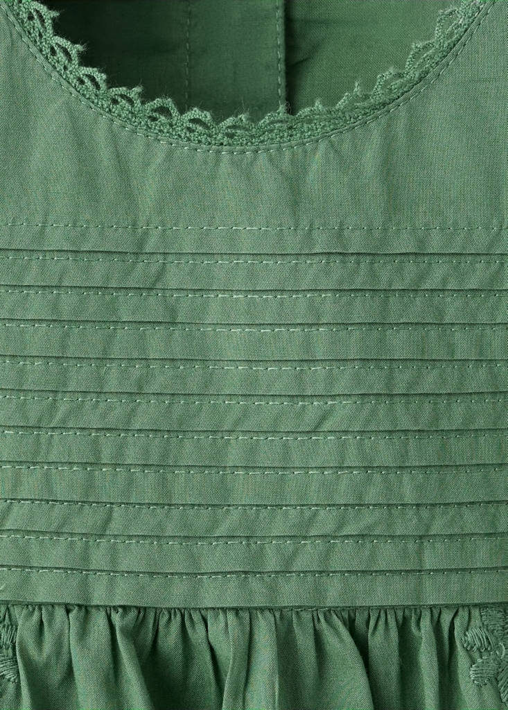 Gathered details cotton blouse — Green