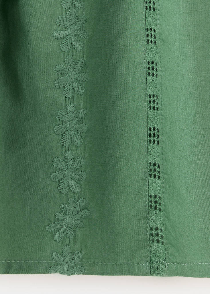 Gathered details cotton blouse — Green