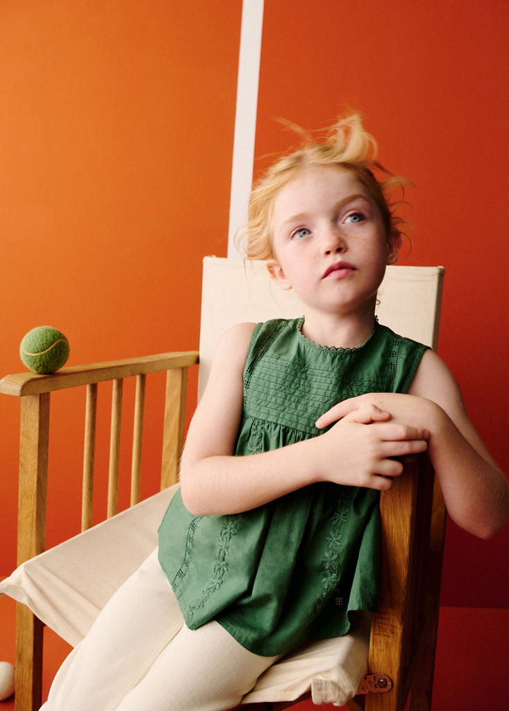 Gathered details cotton blouse — Green