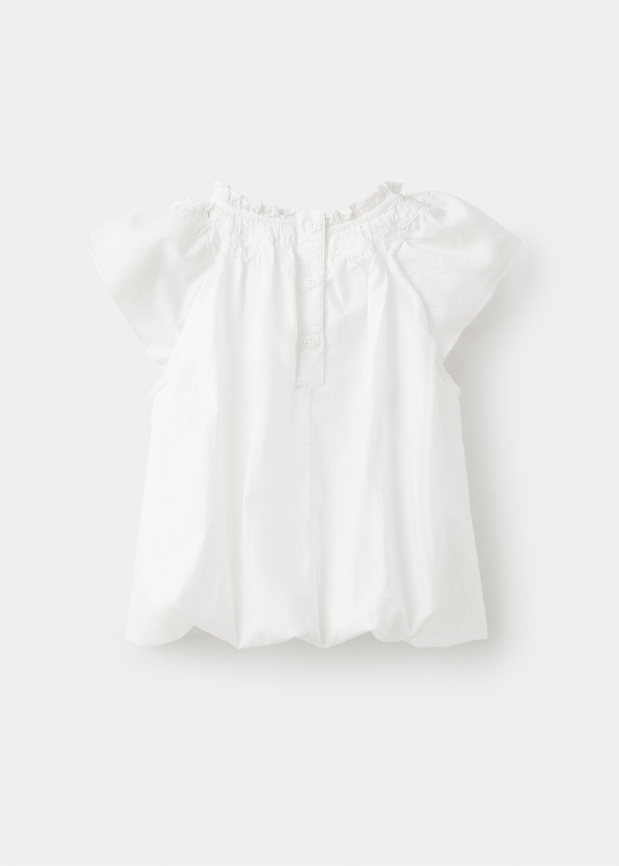Puffed-sleeve cotton blouse - Reverse of the article, White. Ref: 37043874-00.