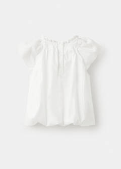Cotton blouse with gathered hem — White 6