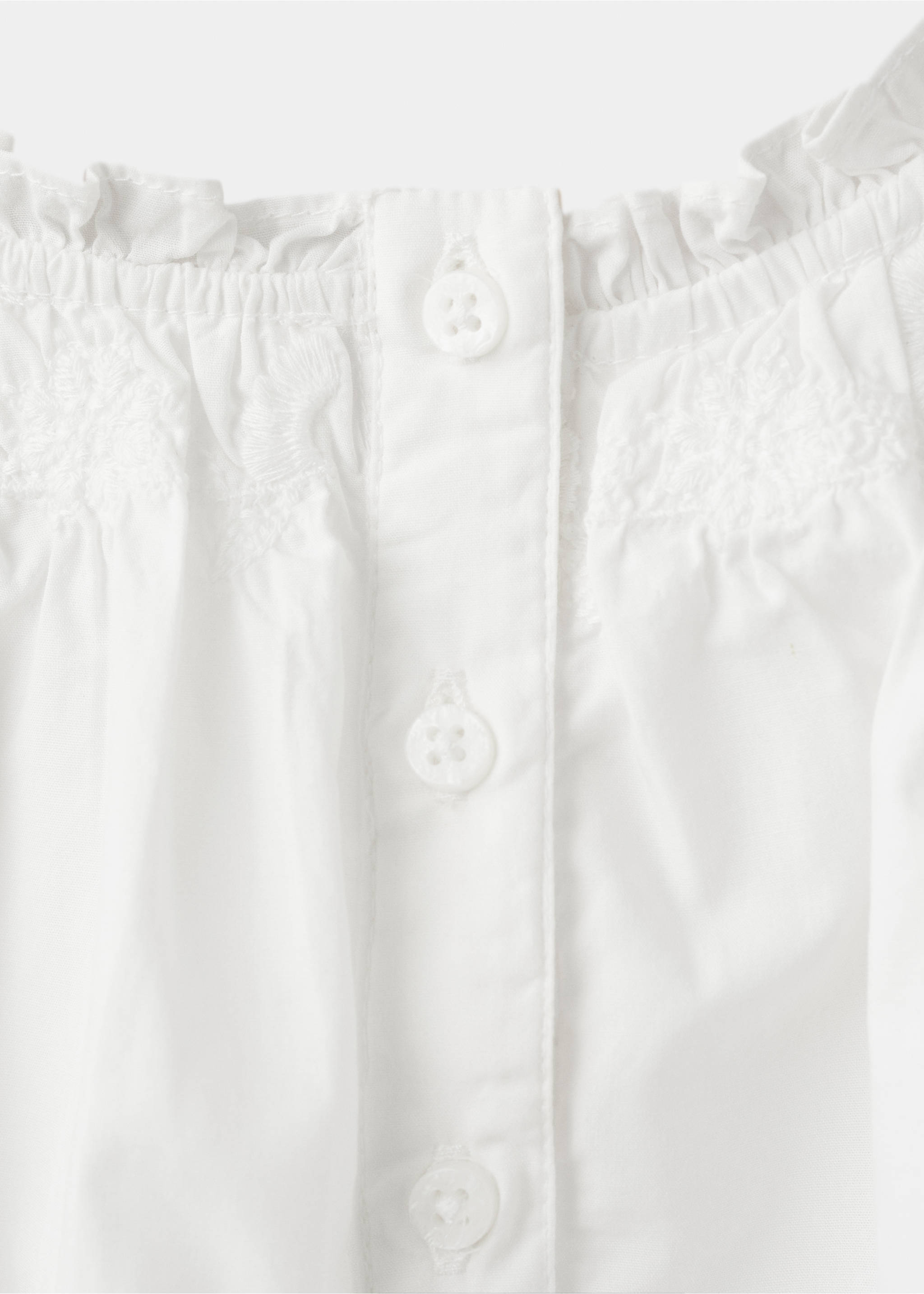 Puffed-sleeve cotton blouse - Details of the article 0, White. Ref: 37043874-00.