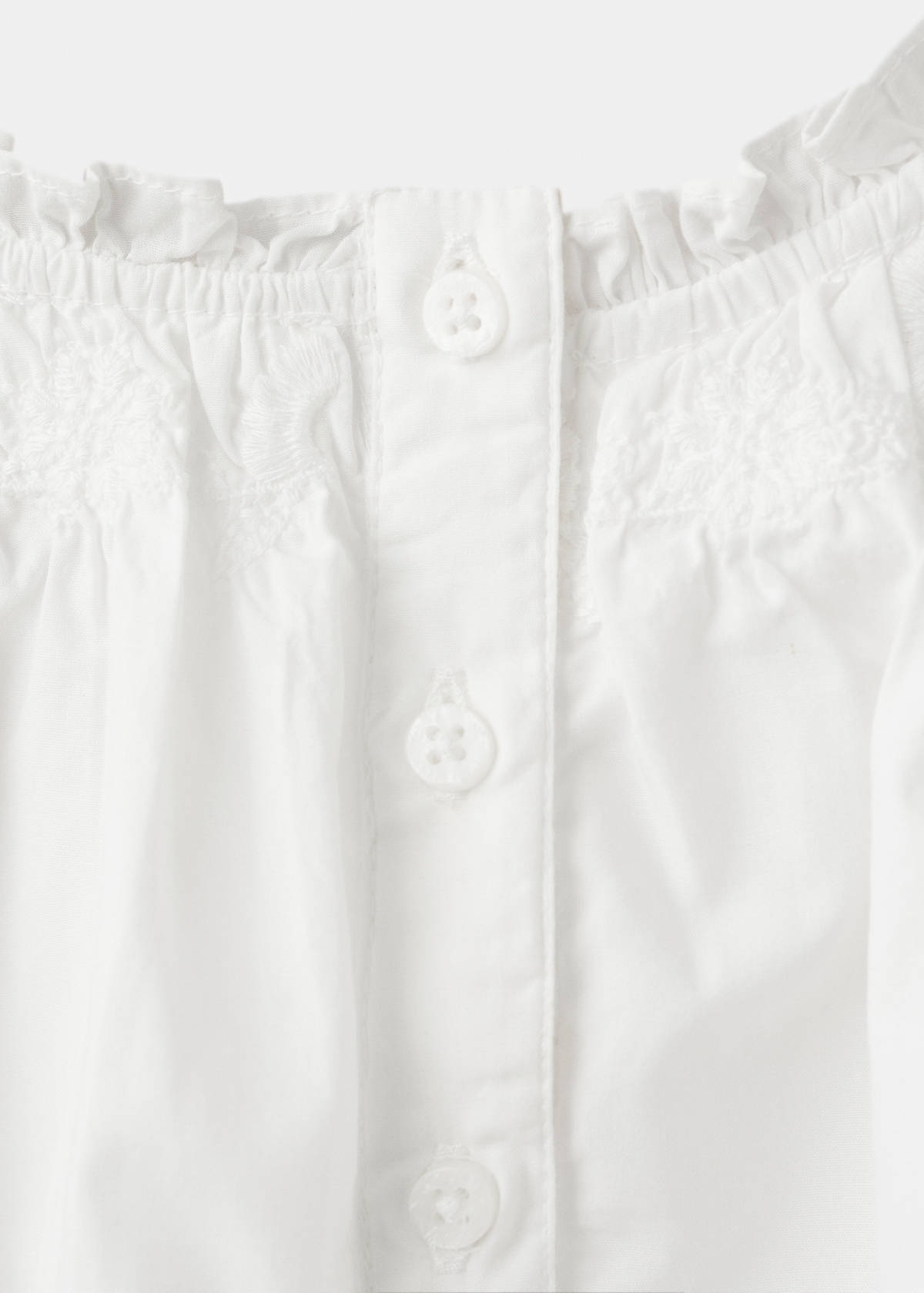 Cotton blouse with gathered hem — White