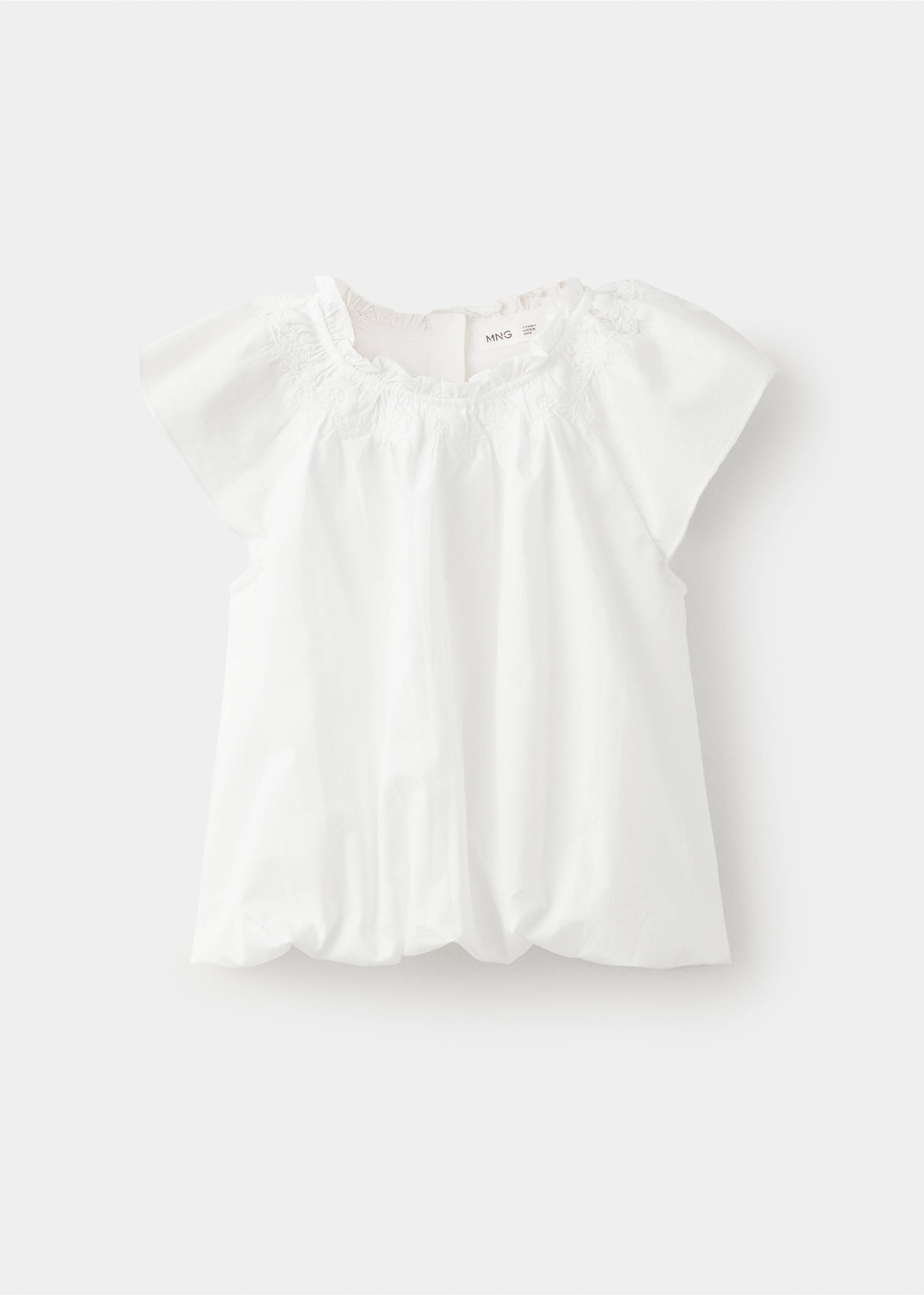 Puffed-sleeve cotton blouse - Article without model, White. Ref: 37043874-00.
