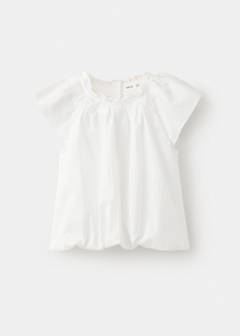 Cotton blouse with gathered hem — White 3