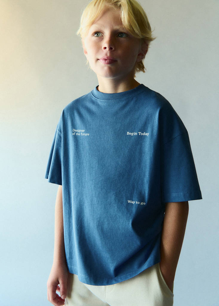Oversized printed plus-size T-shirt — Blue