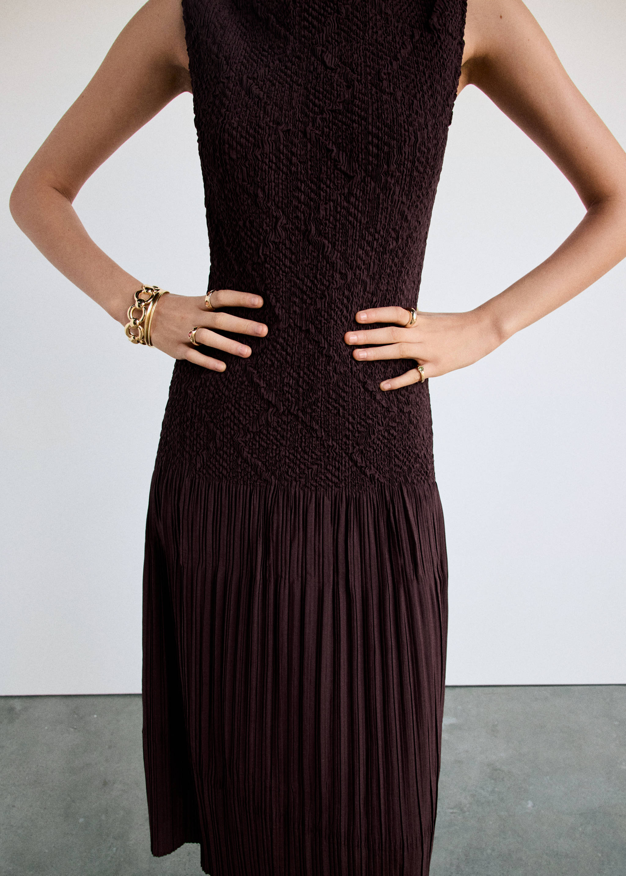Vestido evasé combinado textura - Detalle del artículo 4