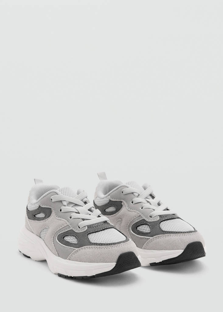 Mixed trainers with elastic lace — Grey