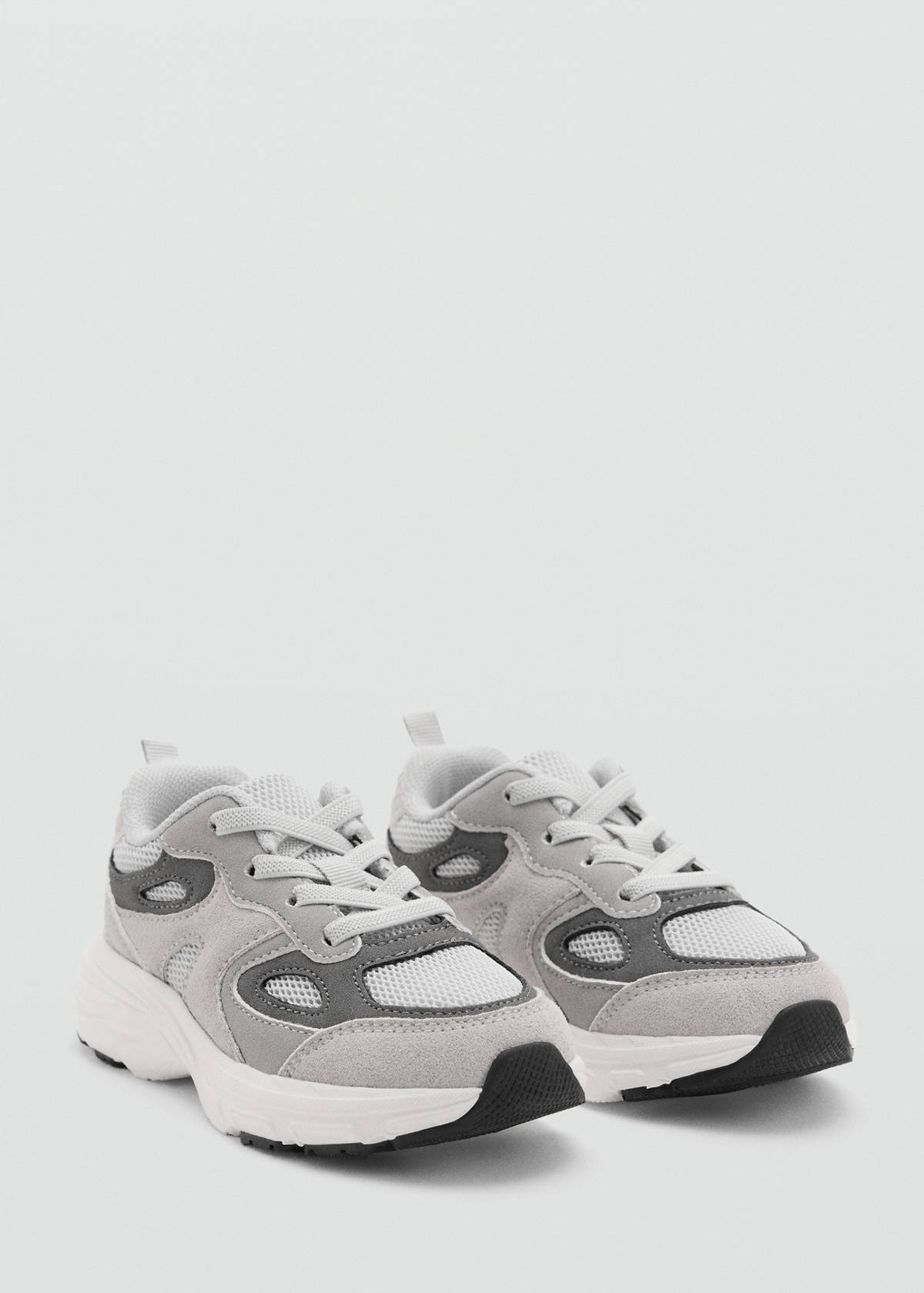 Mixed trainers with elastic lace — Grey