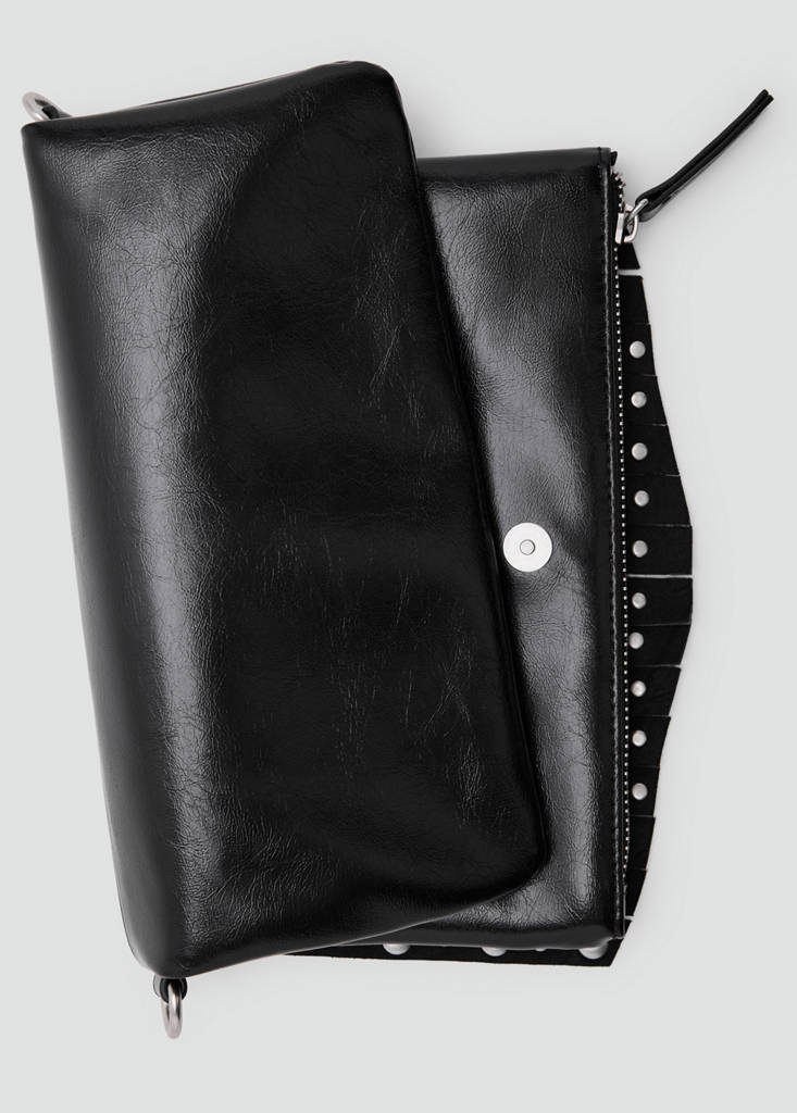 Fringed crossbody bag with studs — Black