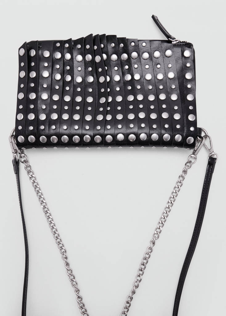 Fringed crossbody bag with studs — Black