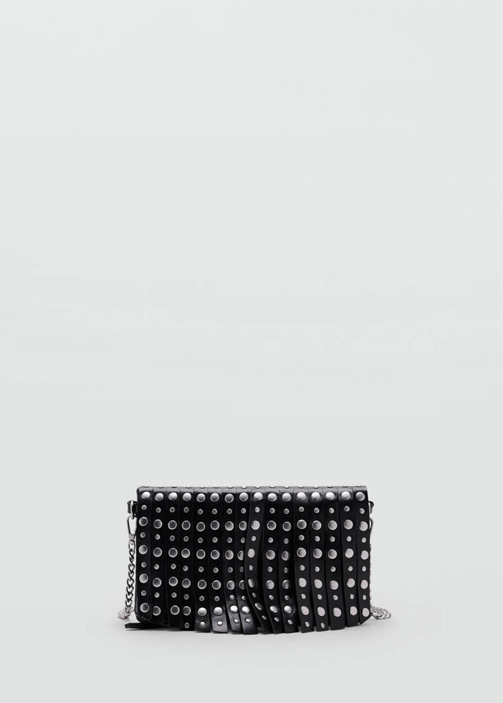 Fringed crossbody bag with studs — Black