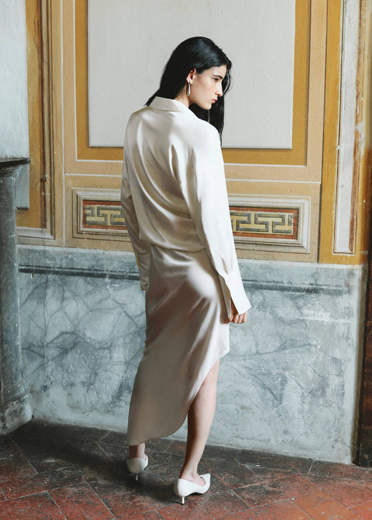 Asymmetrical satin dress - thumbnail 3