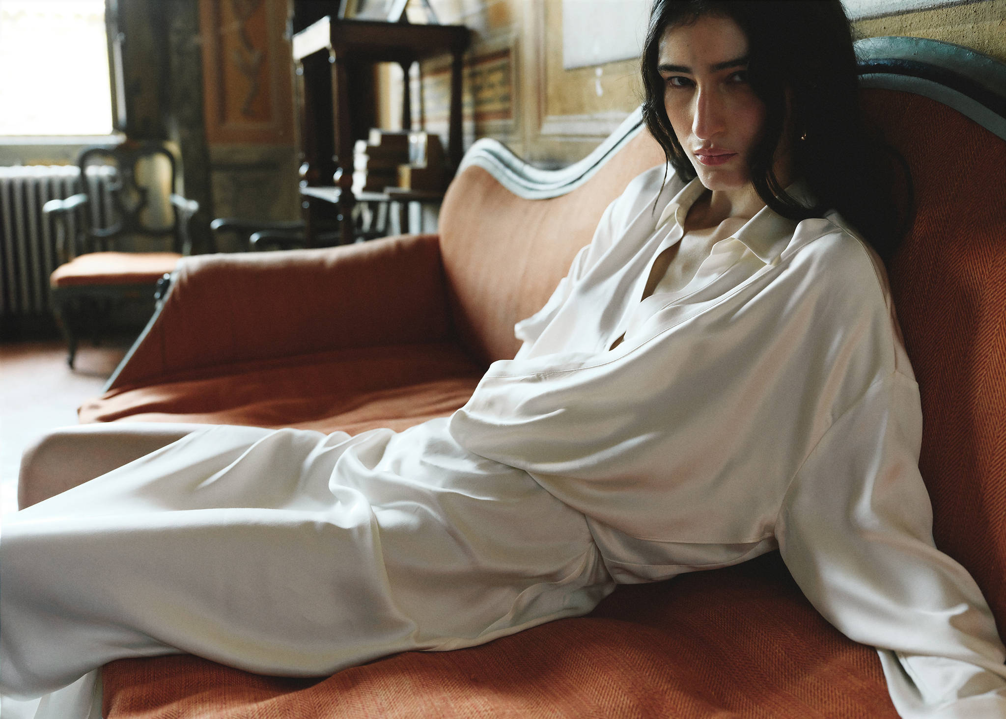 Asymmetrical satin dress - Panoramic plane