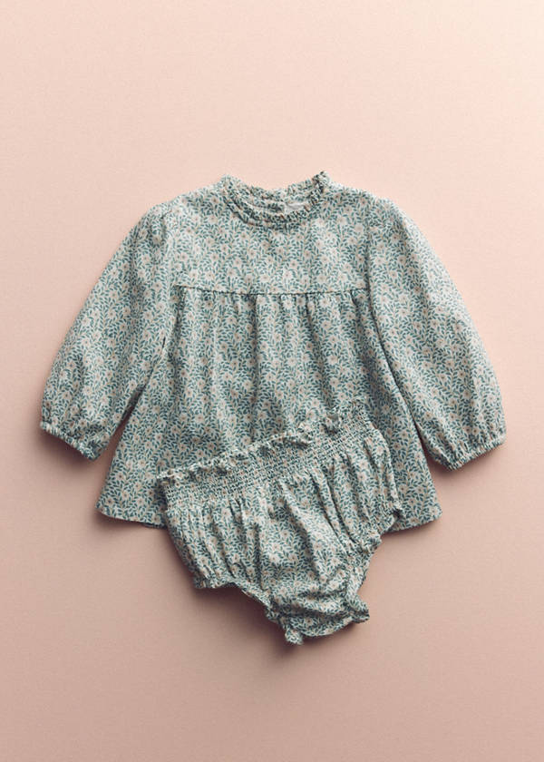 100% cotton printed romper — Off White