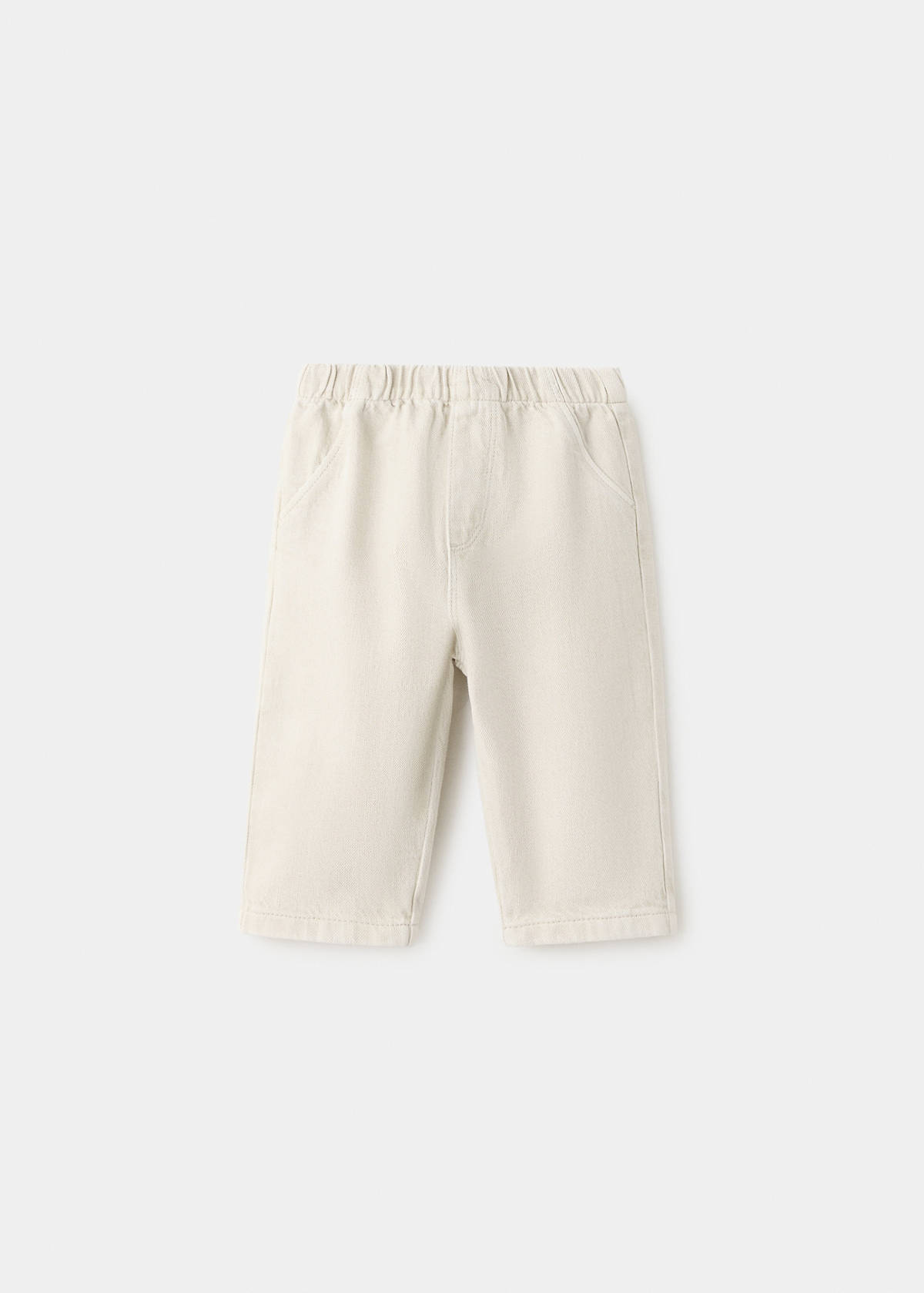 100% straight-fit cotton trousers — Ecru