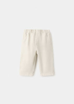 100% straight-fit cotton trousers — Ecru 2
