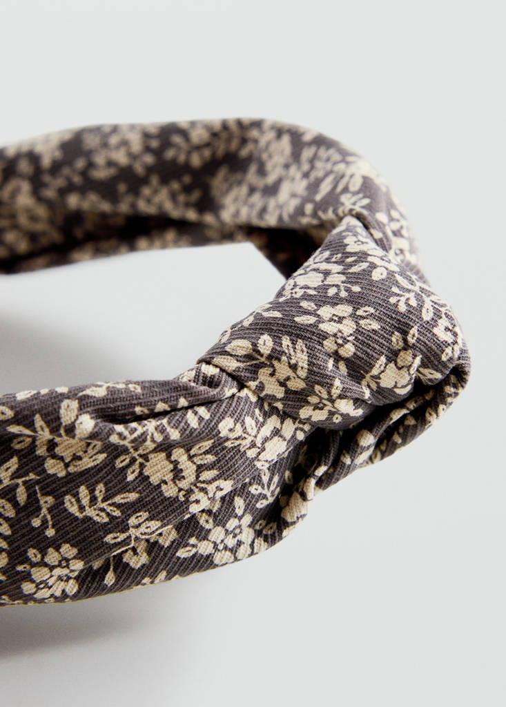 Floral print knotted headband — Brown