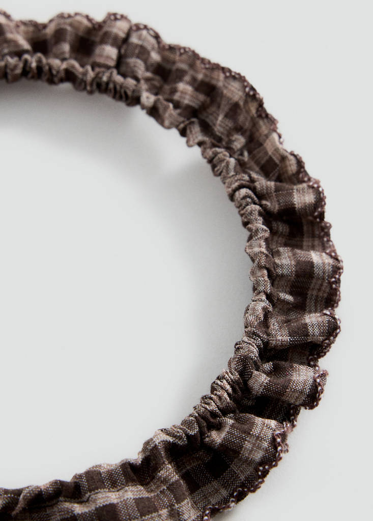 Vichy check flying headband — Brown