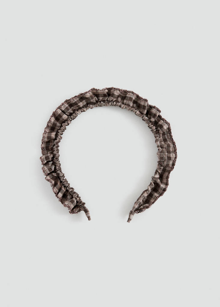 Vichy check flying headband — Brown