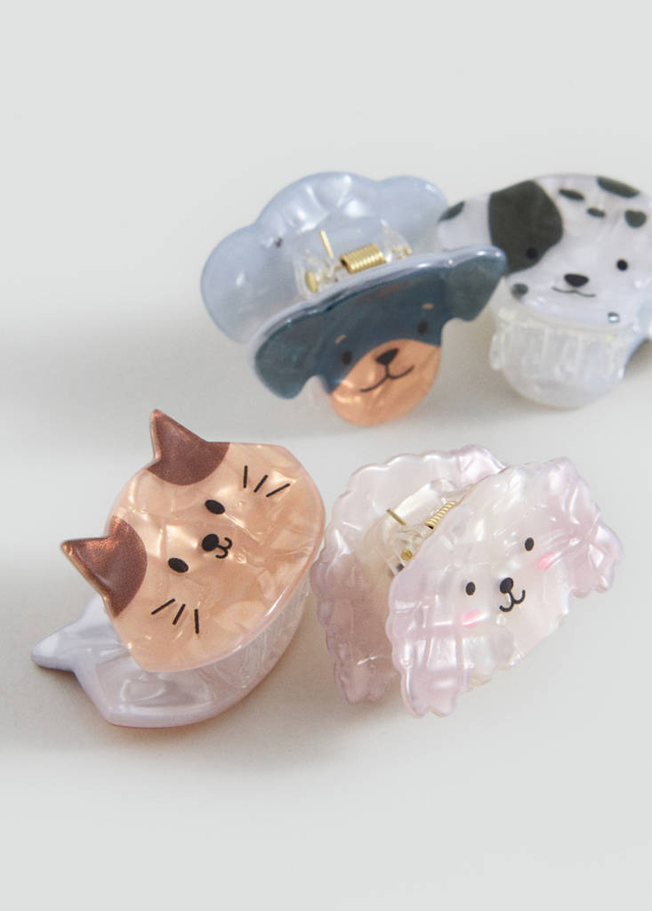Pack of 4 animal hair clips — Sand