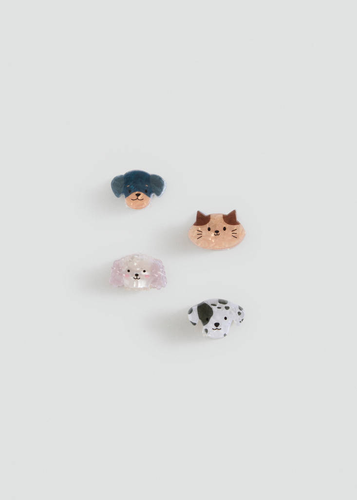 Pack of 4 animal hair clips — Sand