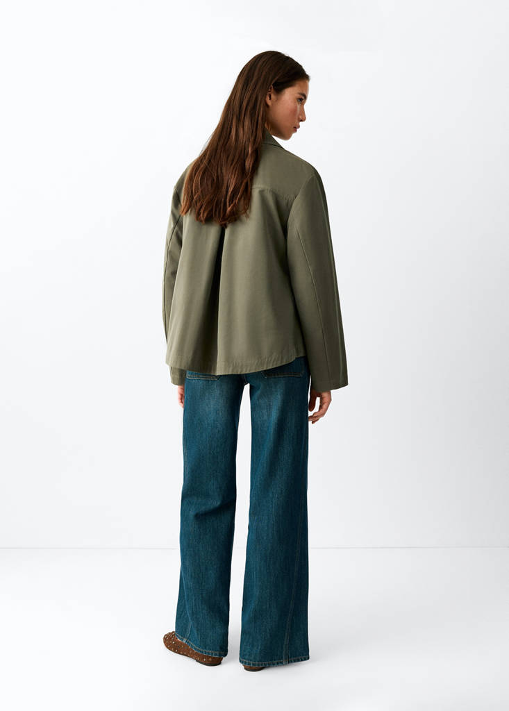 Short double-breasted trench coat — Khaki