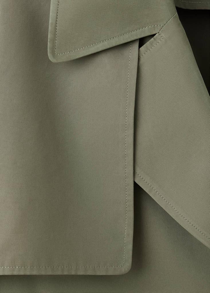 Short double-breasted trench coat — Khaki