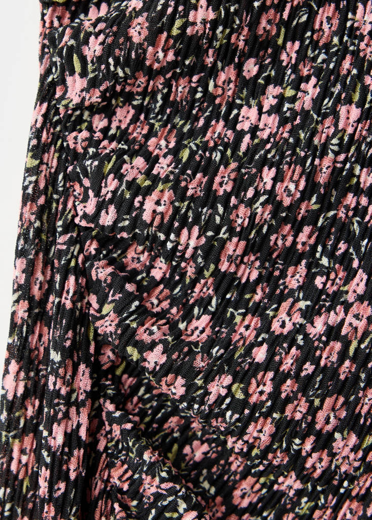 Printed dress with draped detail — Black