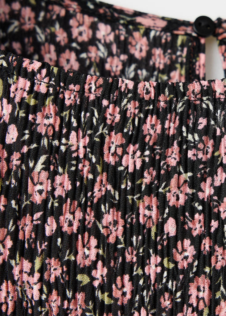 Printed dress with draped detail — Black