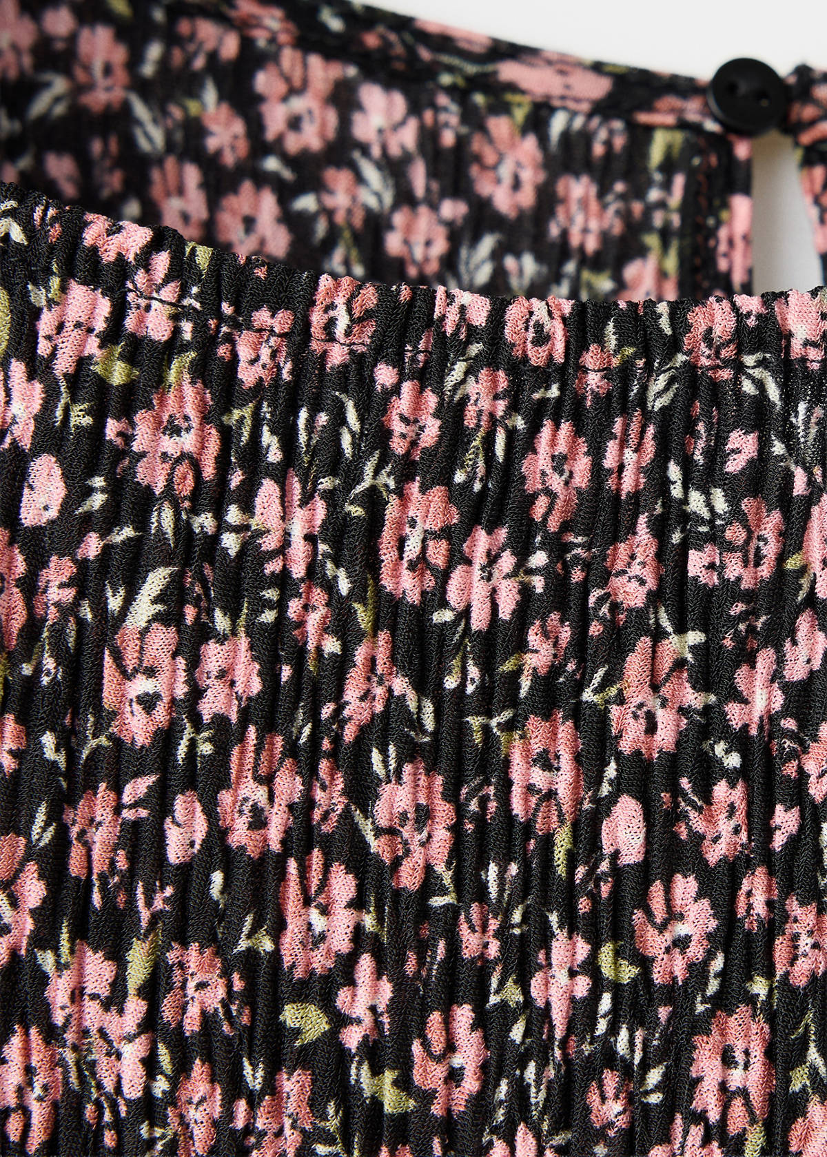 Printed dress with draped detail — Black