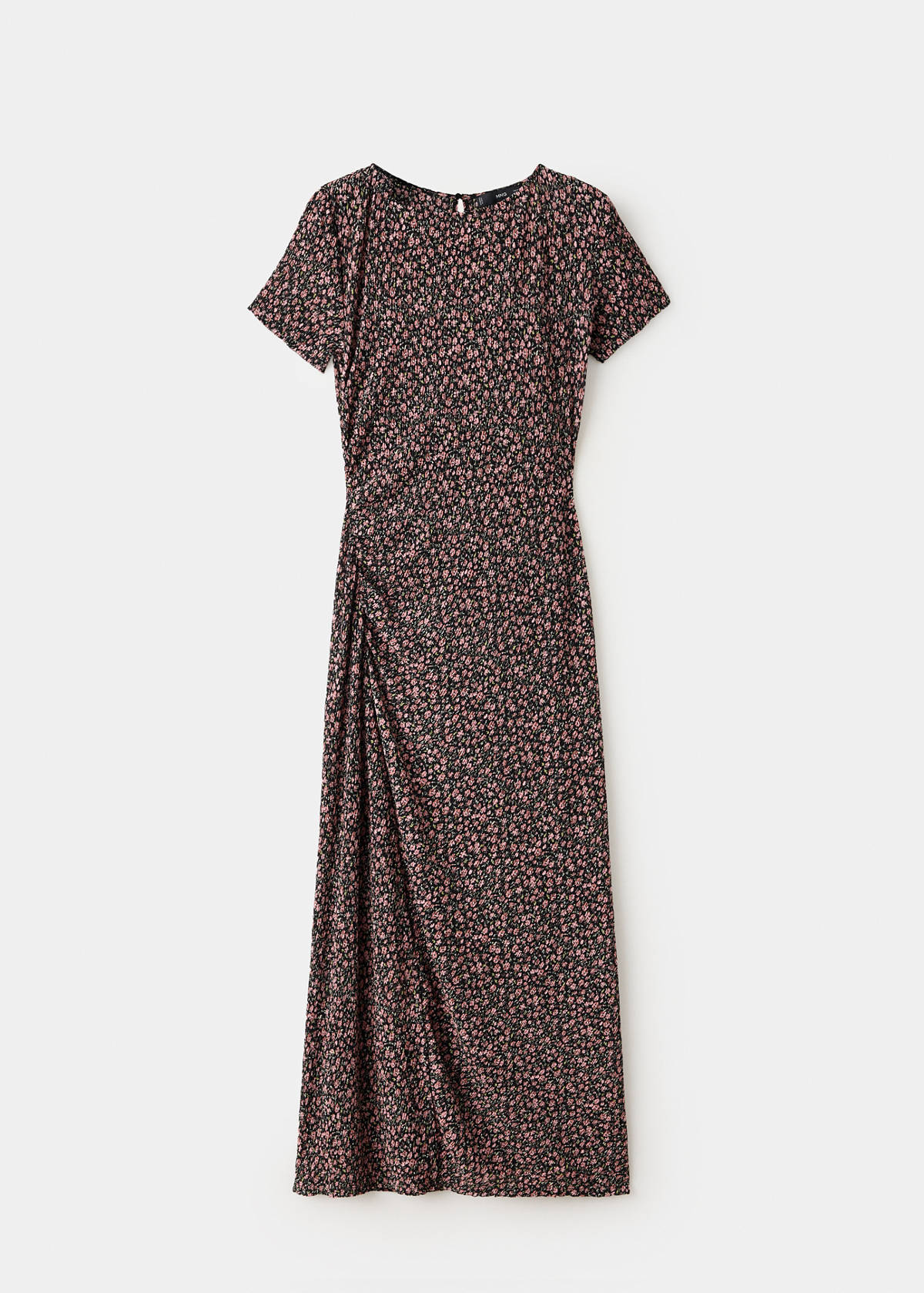 Printed dress with draped detail — Black
