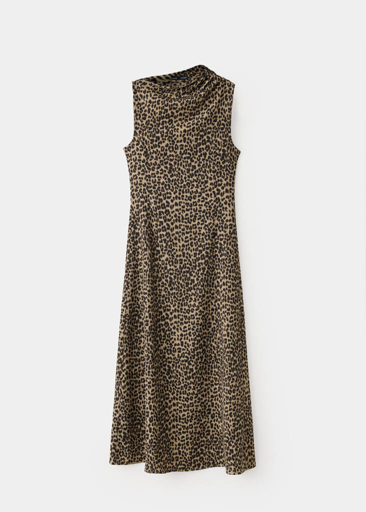 Mango Robe Texturée Détails Froncés In Marron