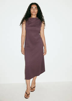 Textured dress with gathered details — Burgundy 5