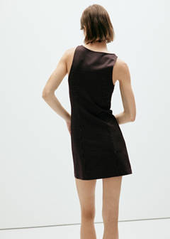 Striped dress with stitching detail — Brown 3