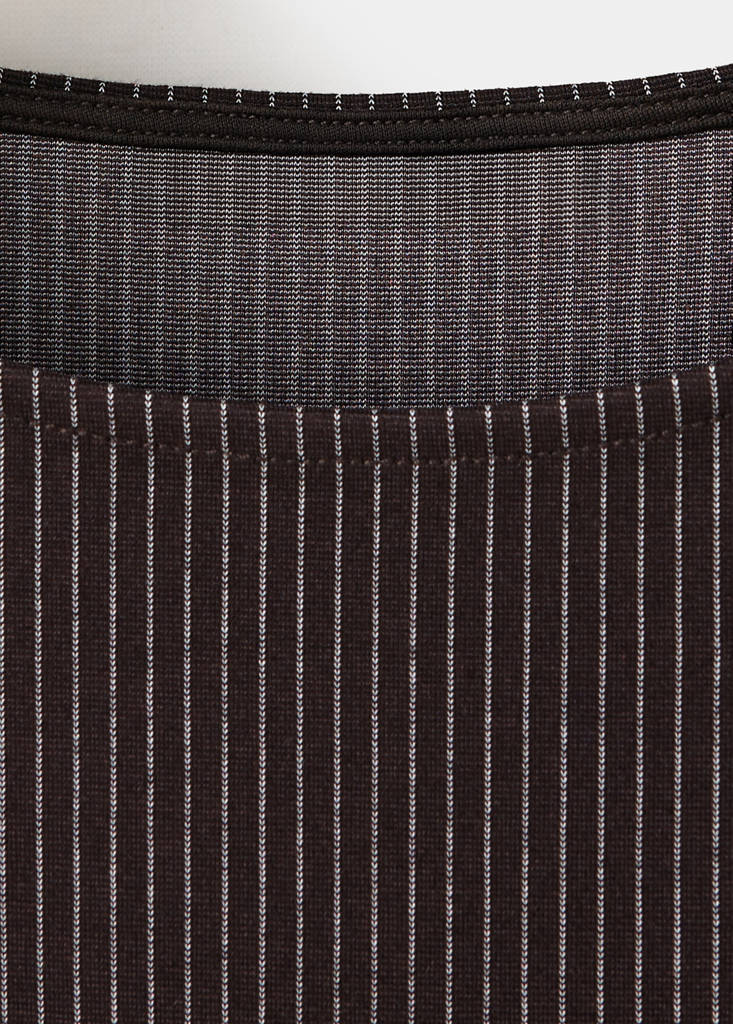 Striped dress with stitching detail — Brown