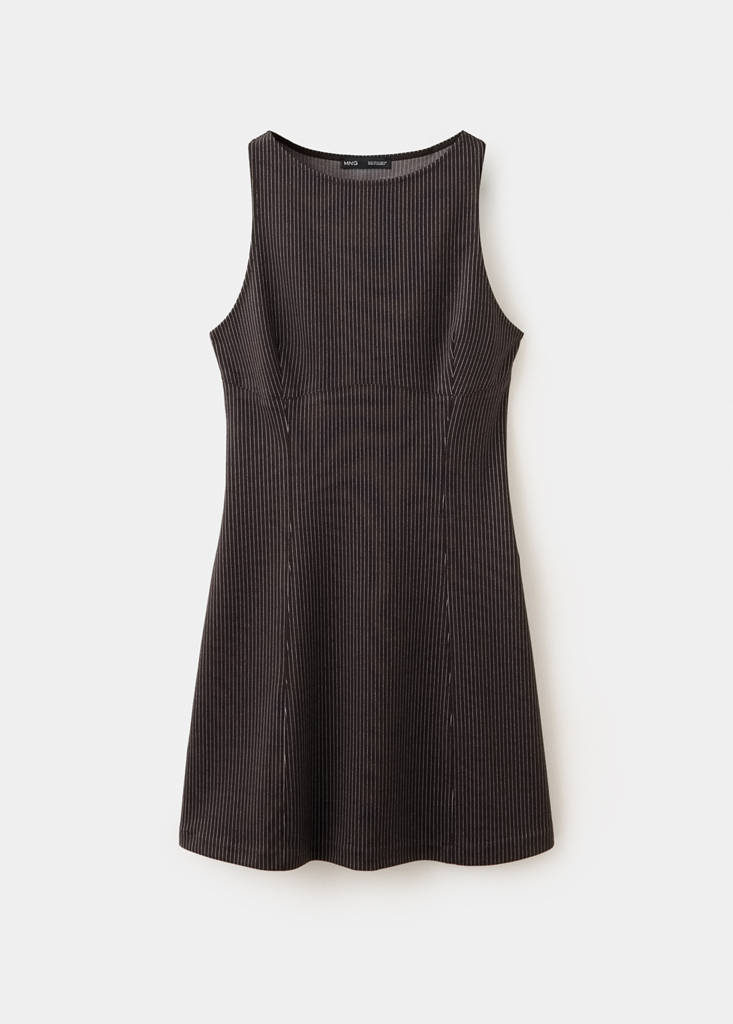 Striped dress with stitching detail — Brown