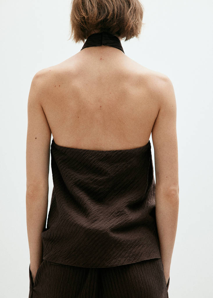 Textured halter top — Brown