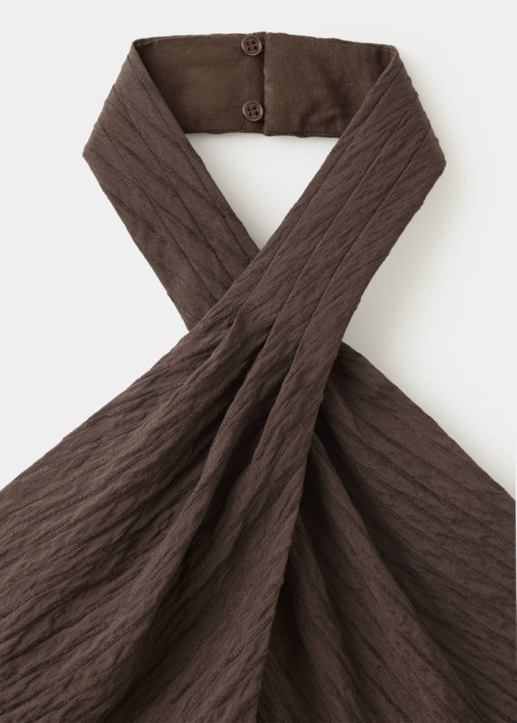 Textured halter top — Brown