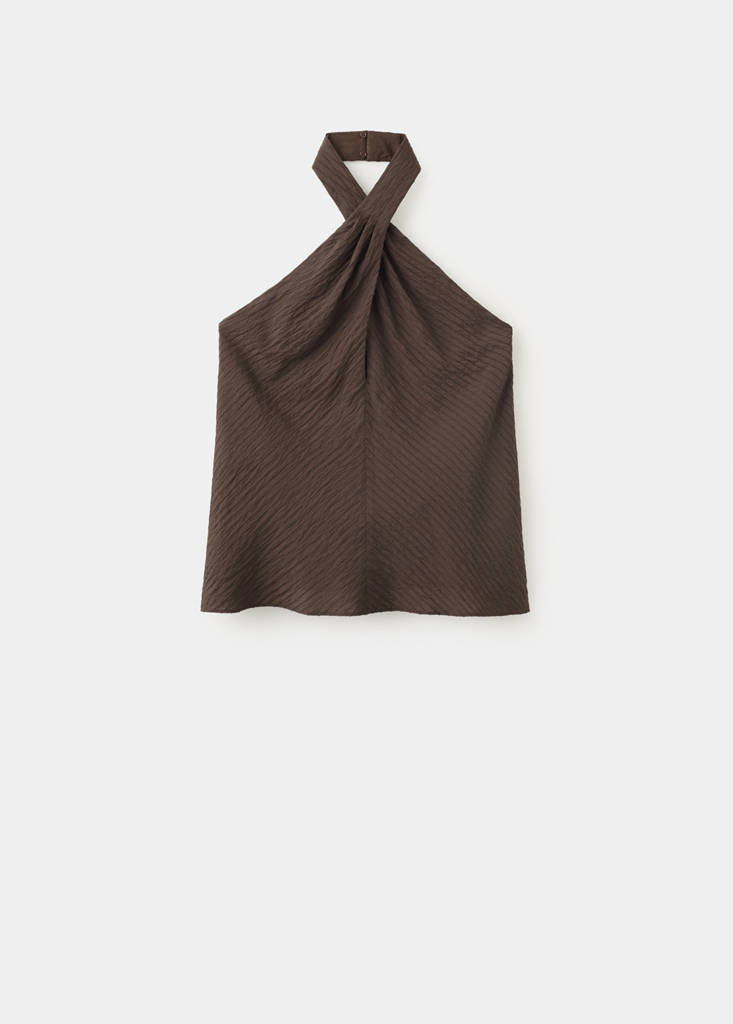 Textured halter top — Brown