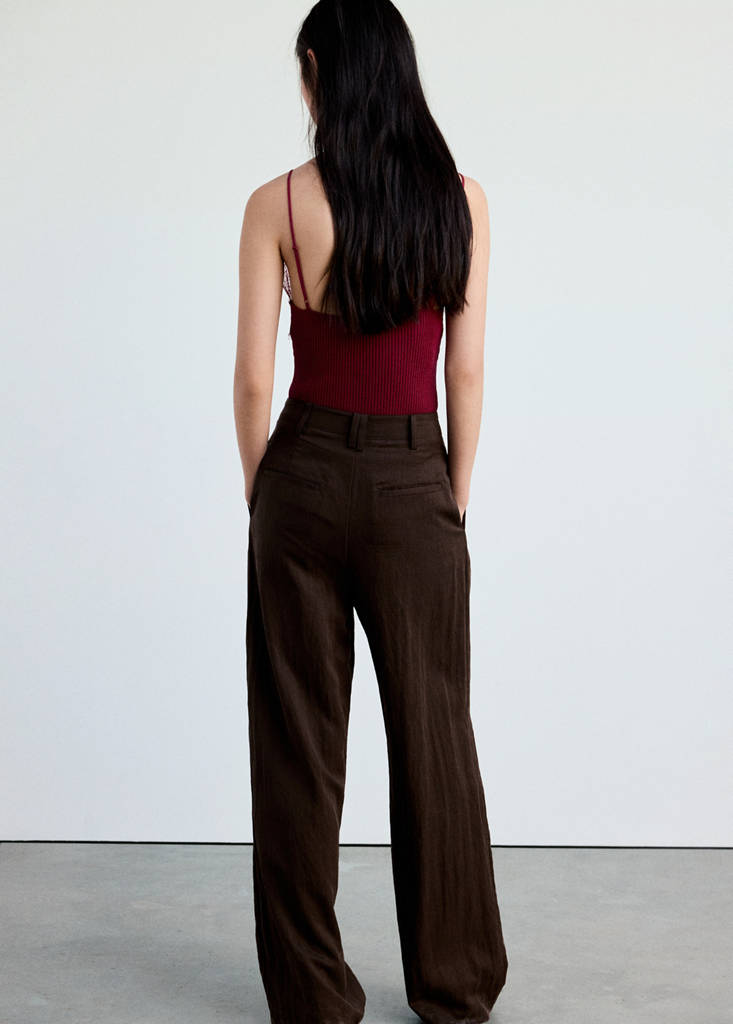 Ribbed lace top — Wine