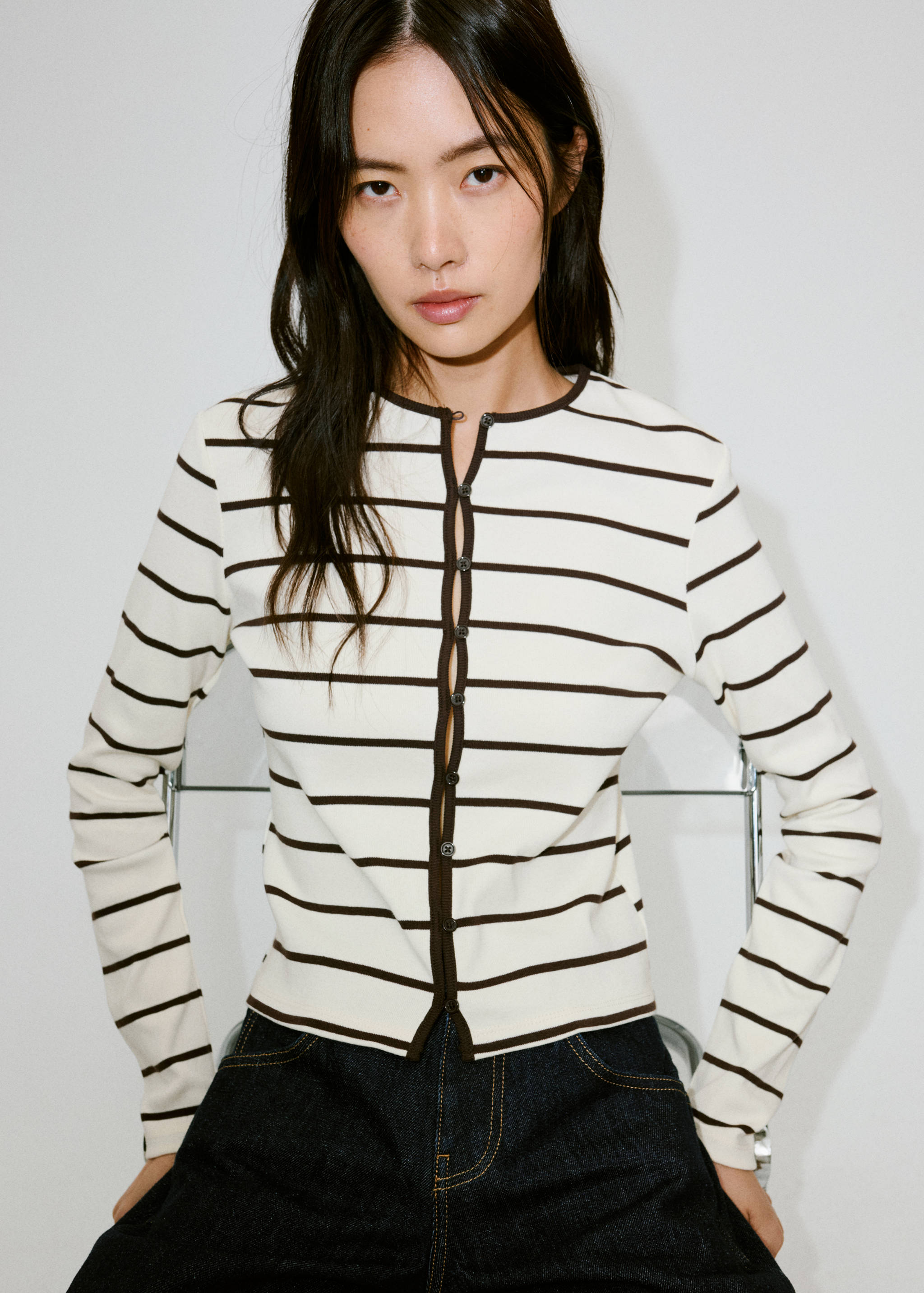 Stripped knit cardigan - Medium plane