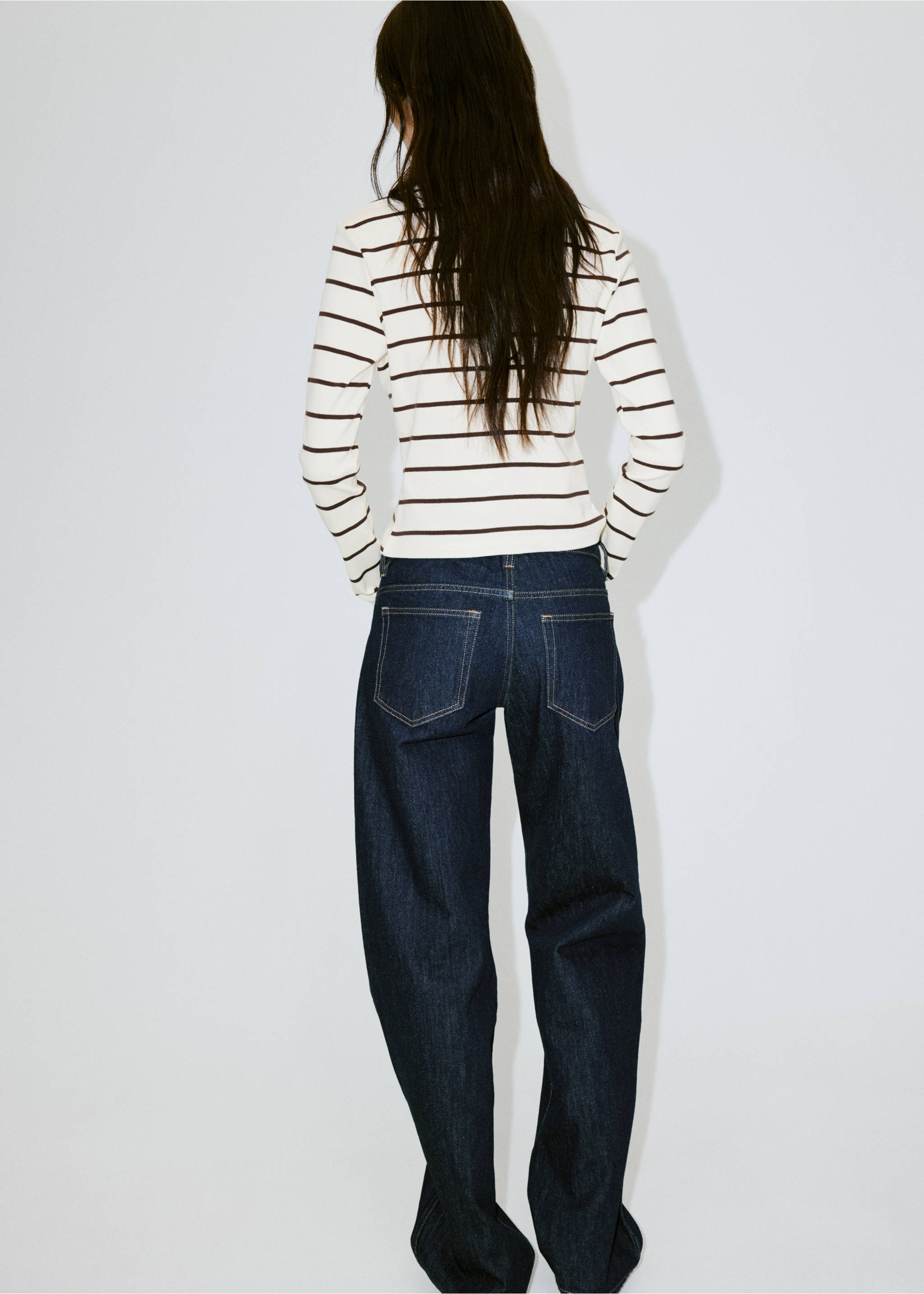 Stripped knit cardigan - Reverse of the article, Ecru. Ref: 37044074-00.