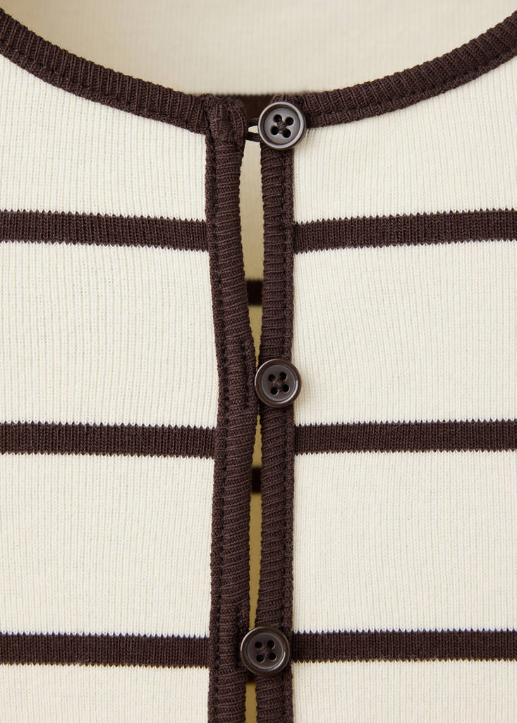 Stripped knit cardigan — Ecru